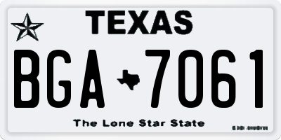 TX license plate BGA7061