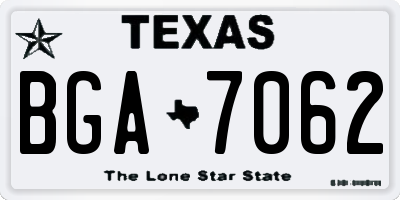 TX license plate BGA7062