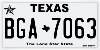 TX license plate BGA7063