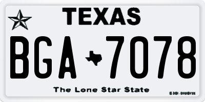 TX license plate BGA7078