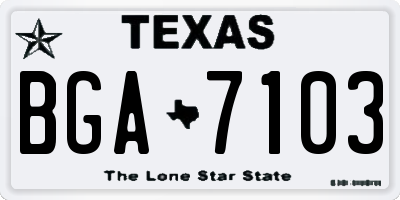 TX license plate BGA7103