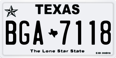 TX license plate BGA7118