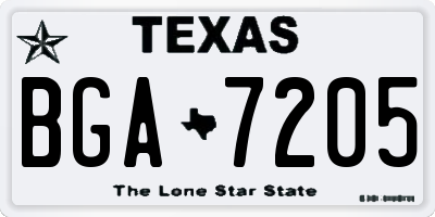 TX license plate BGA7205