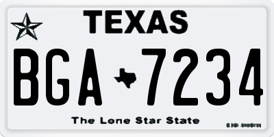 TX license plate BGA7234