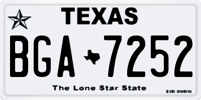 TX license plate BGA7252
