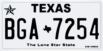 TX license plate BGA7254