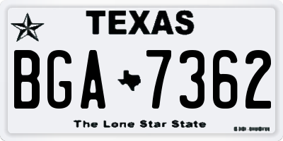 TX license plate BGA7362