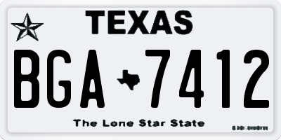 TX license plate BGA7412