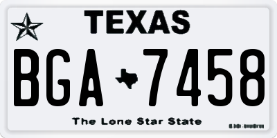 TX license plate BGA7458