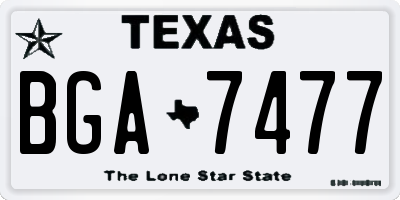 TX license plate BGA7477