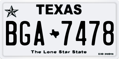 TX license plate BGA7478
