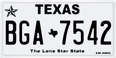 TX license plate BGA7542