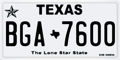 TX license plate BGA7600