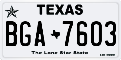 TX license plate BGA7603