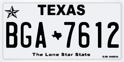 TX license plate BGA7612