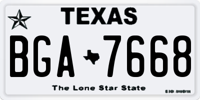 TX license plate BGA7668