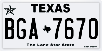TX license plate BGA7670