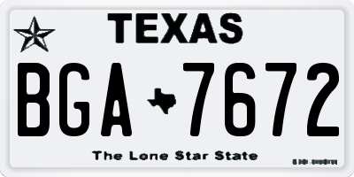 TX license plate BGA7672