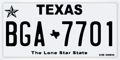 TX license plate BGA7701