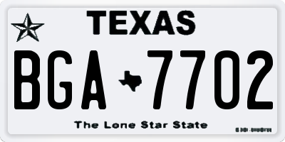 TX license plate BGA7702