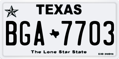 TX license plate BGA7703