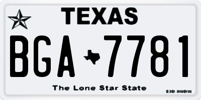 TX license plate BGA7781