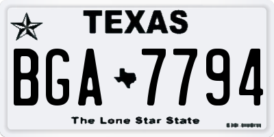 TX license plate BGA7794