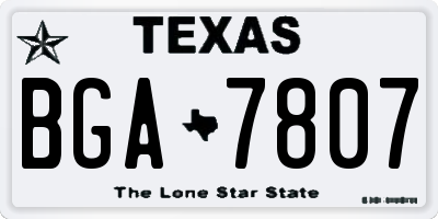 TX license plate BGA7807