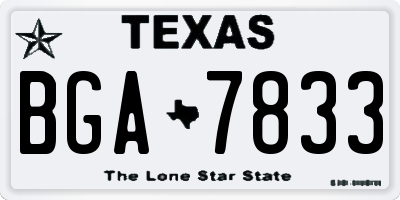 TX license plate BGA7833