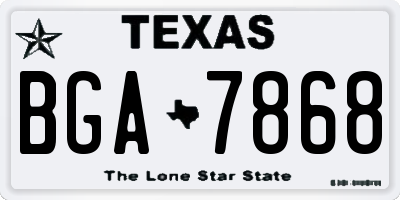 TX license plate BGA7868