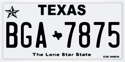 TX license plate BGA7875
