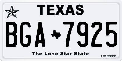 TX license plate BGA7925