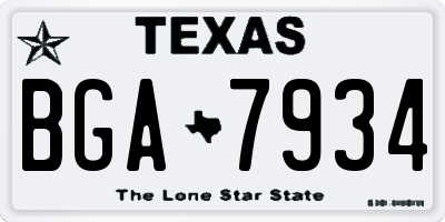 TX license plate BGA7934