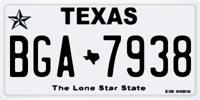 TX license plate BGA7938