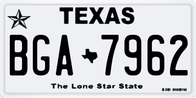 TX license plate BGA7962
