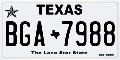 TX license plate BGA7988