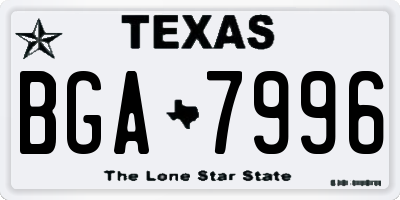 TX license plate BGA7996