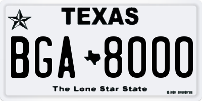 TX license plate BGA8000