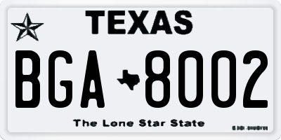 TX license plate BGA8002