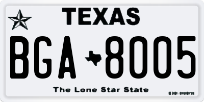 TX license plate BGA8005