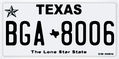 TX license plate BGA8006