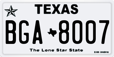 TX license plate BGA8007