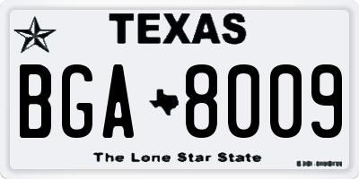 TX license plate BGA8009