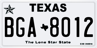 TX license plate BGA8012