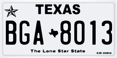 TX license plate BGA8013