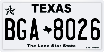 TX license plate BGA8026