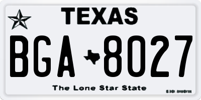TX license plate BGA8027