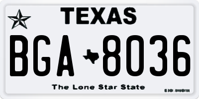 TX license plate BGA8036