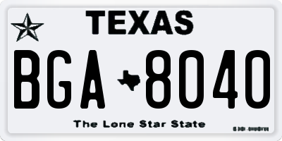 TX license plate BGA8040