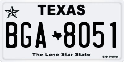 TX license plate BGA8051